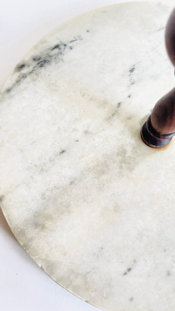 Image 1 of Tagliere per formaggi in marmo e legno d'epoca