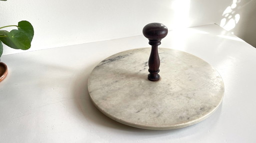 Vintage Marble And Wood Cheese Tray