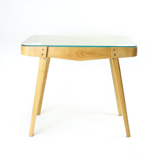 Image 1 of Mesa de centro de mediados de siglo en madera de roble y cristal, Checoslovaquia, década de 1960