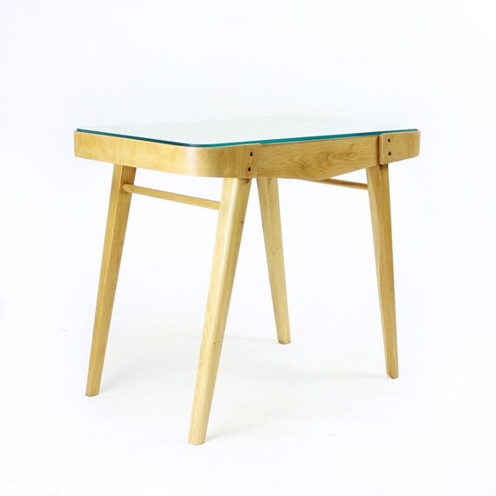 Image 1 of Mesa de centro de mediados de siglo en madera de roble y cristal, Checoslovaquia, década de 1960