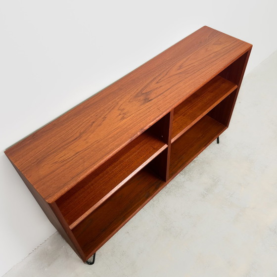 Image 1 of Open teak chest of drawers with steel feet