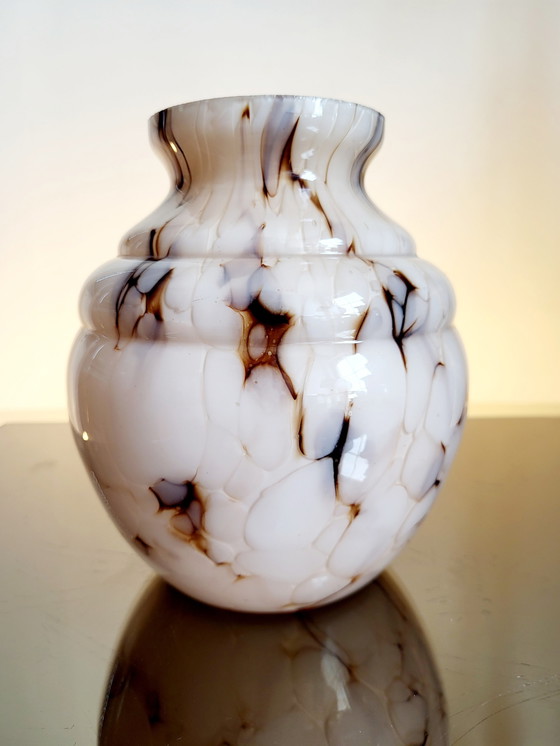 Image 1 of Art deco opaline glass vase, Verreries de Scailmont, Henri Heemskerk, Belgium