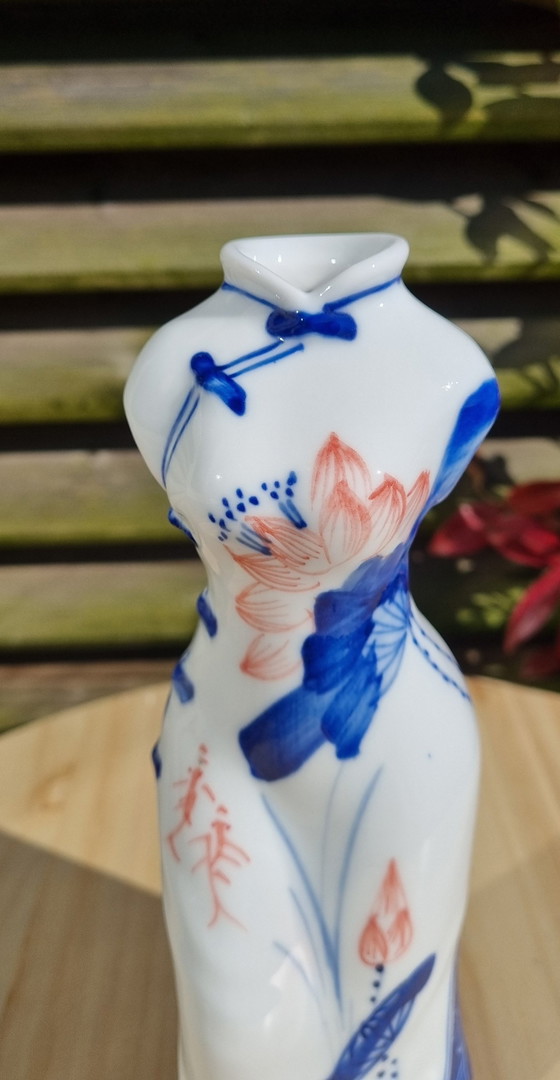 Image 1 of White Porcelain Kimono Dress Shaped Vase Set of 2