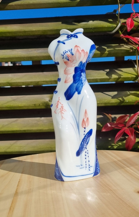 Image 1 of White Porcelain Kimono Dress Shaped Vase Set of 2