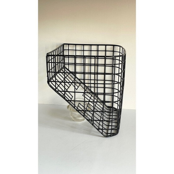 Image 1 of Vintage wall basket in steel wire and synthetic material, 1980