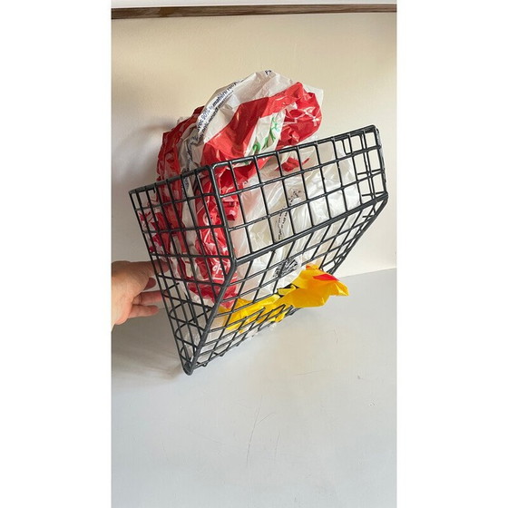 Image 1 of Vintage wall basket in steel wire and synthetic material, 1980