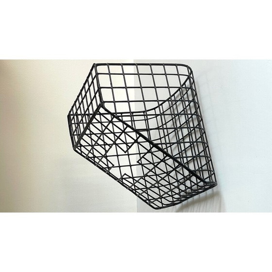 Image 1 of Vintage wall basket in steel wire and synthetic material, 1980