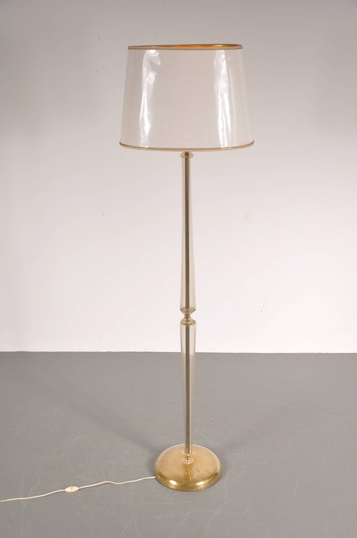 1940s Murano Glass Floor Lamp in the Manner of Barovier e Toso