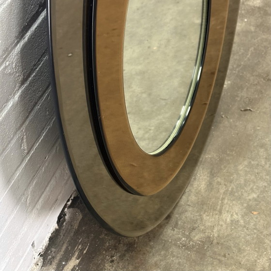 Image 1 of Wall mirror round by Metalvetro Galvorame with brown shades