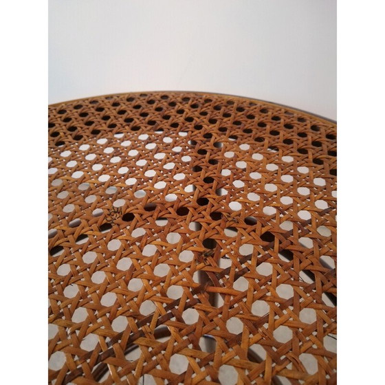 Image 1 of Sgabello da bar vintage in legno curvato e paglia di Vienna, anni '70