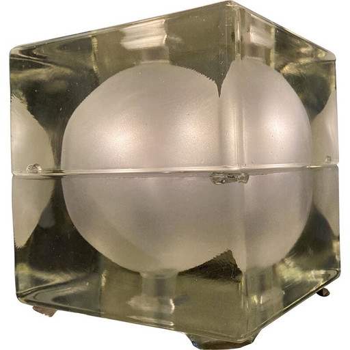 Vintage "Cubosfera" table lamp by Alessandro Mendini for Fidenza Vetraria, Italy 1968