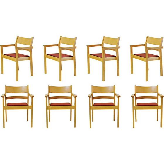 Image 1 of Set di 8 poltrone vintage in faggio di Hans J. Wegner