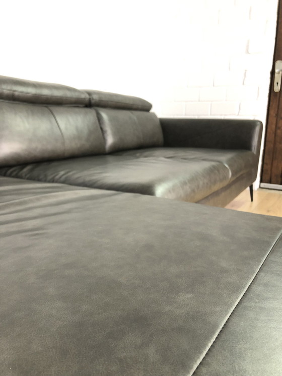 Image 1 of Leather sofa leather couch leather corner sofa sofa couch corner sofa bed with seat depth adjustment