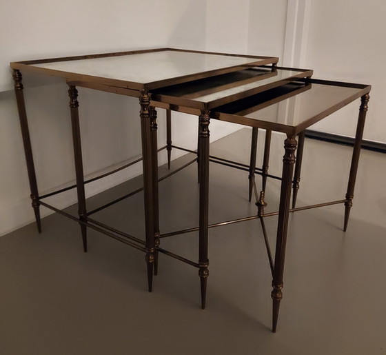 Image 1 of Neo Classic Brass French Nesting Tables.