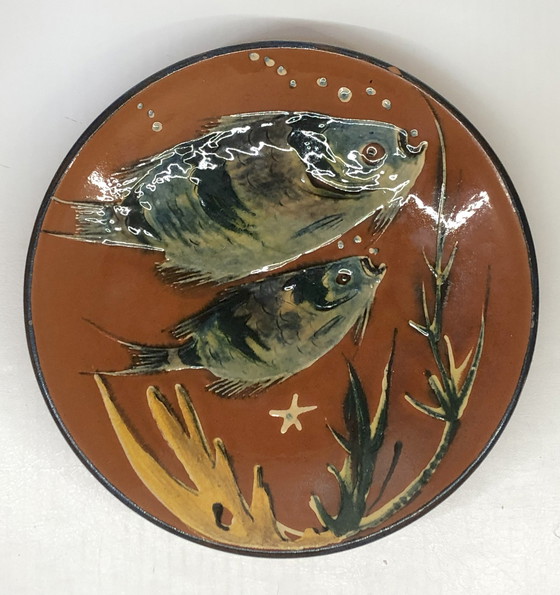 Image 1 of Diaz Costa Artisanal Dish For Puigdemont Enameled Ceramic Fish Design