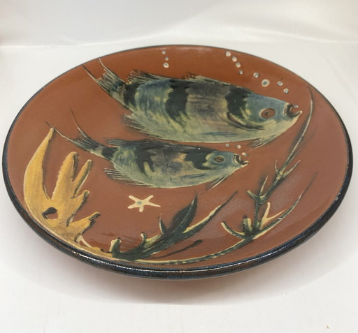 Diaz Costa Artisanal Dish For Puigdemont Enameled Ceramic Fish Design