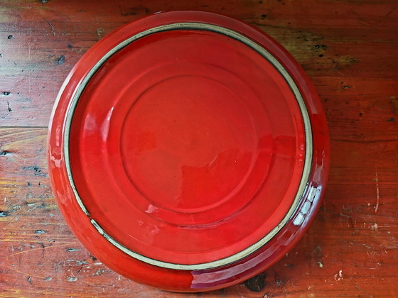 Image 1 of Rimini red ceramic xl bowl, Aldo Londi for Bitossi, 1960s Italy