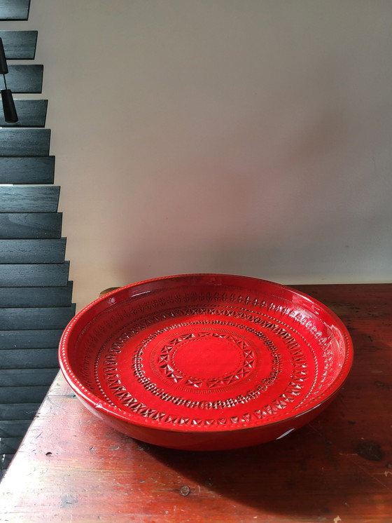 Image 1 of Rimini red ceramic xl bowl, Aldo Londi for Bitossi, 1960s Italy