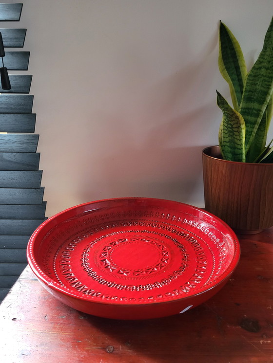 Image 1 of Rimini red ceramic xl bowl, Aldo Londi for Bitossi, 1960s Italy