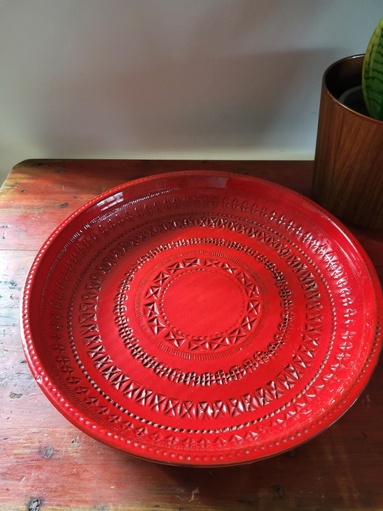 Image 1 of Rimini red ceramic xl bowl, Aldo Londi for Bitossi, 1960s Italy