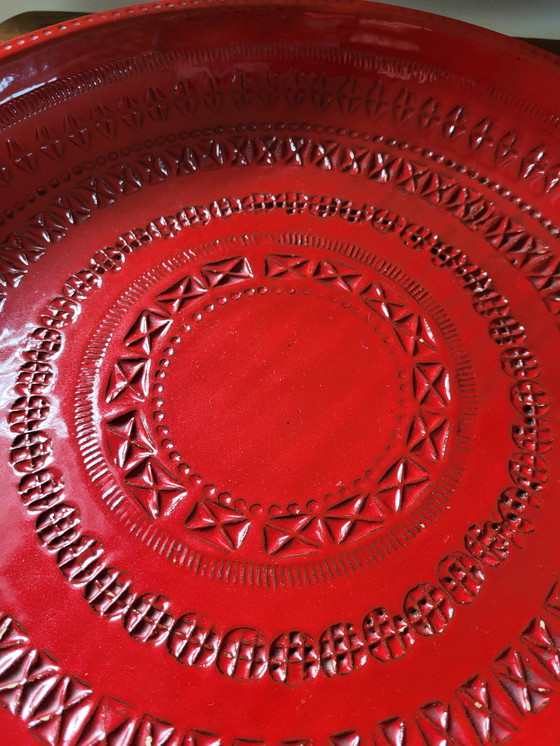 Image 1 of Rimini red ceramic xl bowl, Aldo Londi for Bitossi, 1960s Italy