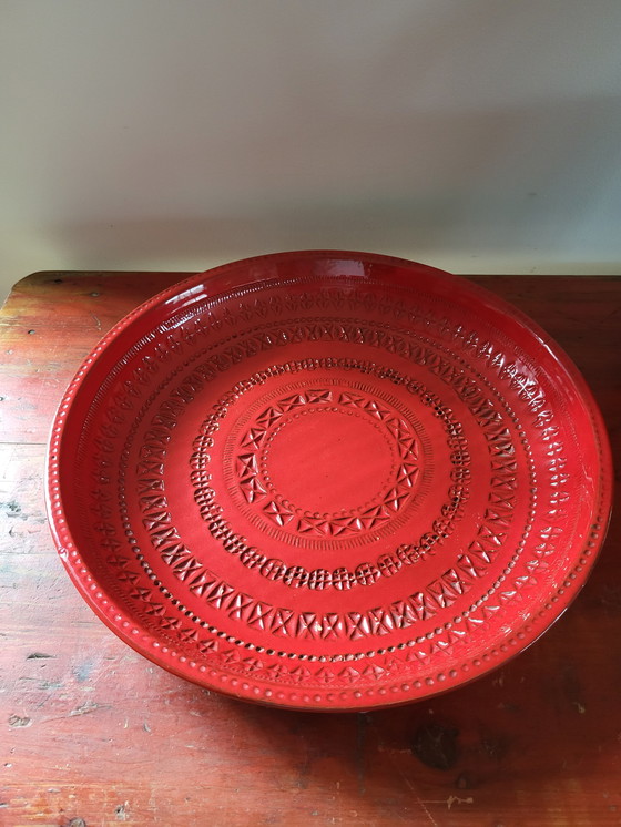 Image 1 of Rimini red ceramic xl bowl, Aldo Londi for Bitossi, 1960s Italy