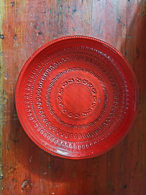 Image 1 of Rimini red ceramic xl bowl, Aldo Londi for Bitossi, 1960s Italy