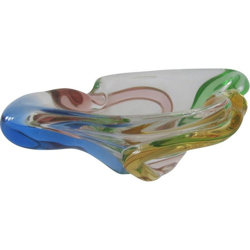 Vintage glass ashtray from the Rhapsody collection by František Zemek for Mstíšov, Czechoslovakia 1960