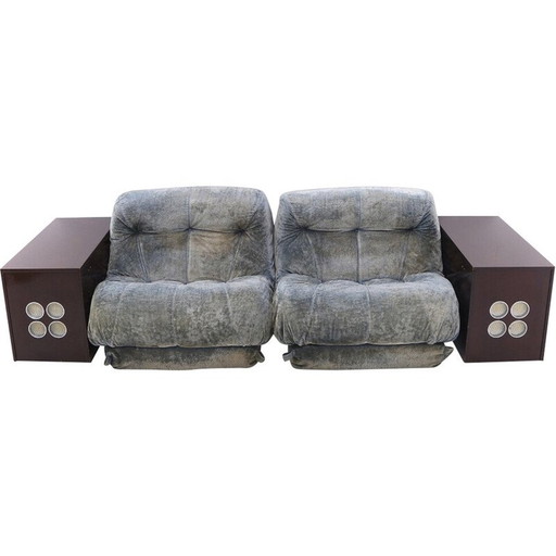 Pareja de muebles vintage con barra y tocadiscos estéreo, años 60