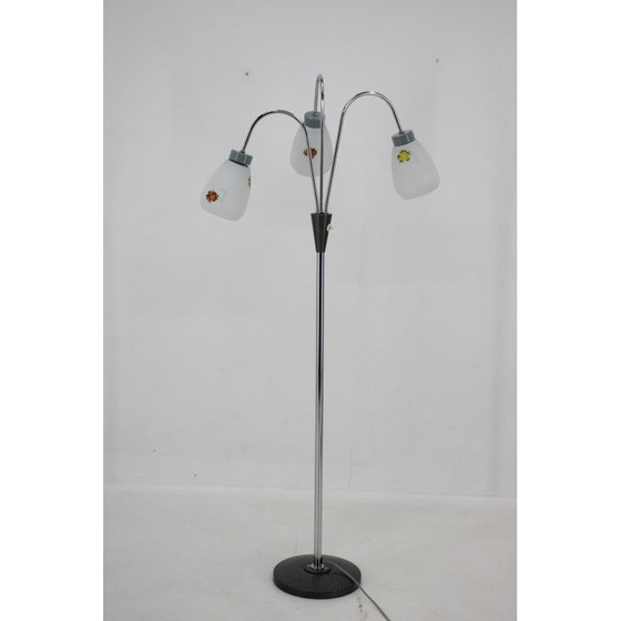 Image 1 of Vintage floor lamp with glass shades ,Czechoslovakia 1960s