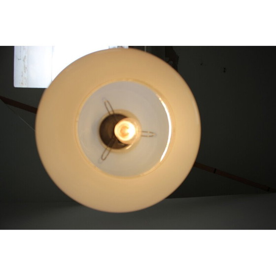 Image 1 of Vintage glass and chrome pendant lamp by Valasske Mezirici, Czechoslovakia 1970