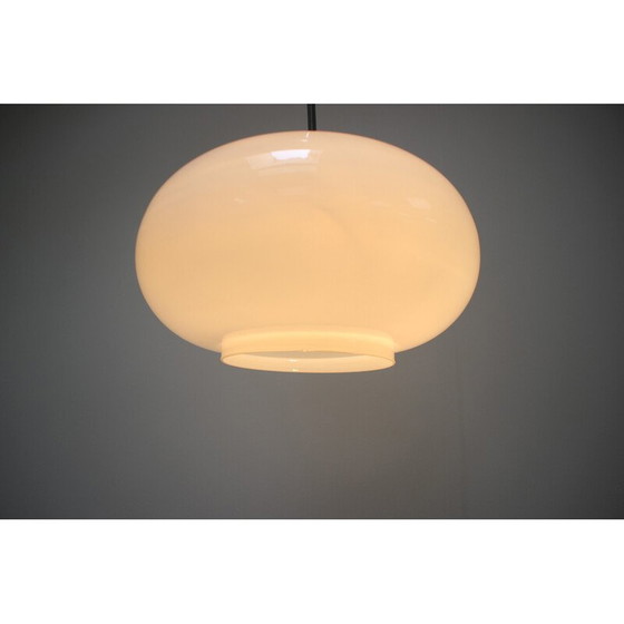 Image 1 of Vintage glass and chrome pendant lamp by Valasske Mezirici, Czechoslovakia 1970