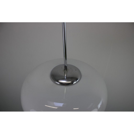 Image 1 of Vintage glass and chrome pendant lamp by Valasske Mezirici, Czechoslovakia 1970