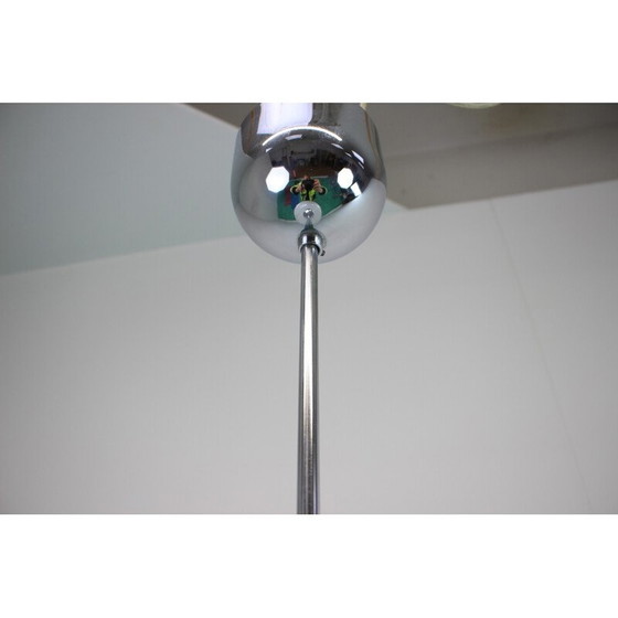 Image 1 of Vintage glass and chrome pendant lamp by Valasske Mezirici, Czechoslovakia 1970