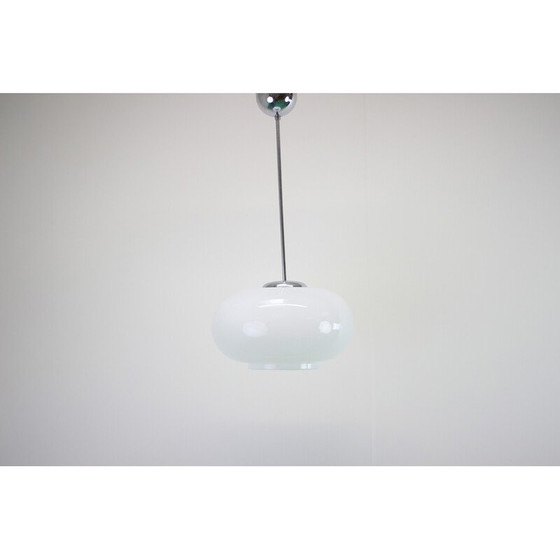 Image 1 of Vintage glass and chrome pendant lamp by Valasske Mezirici, Czechoslovakia 1970