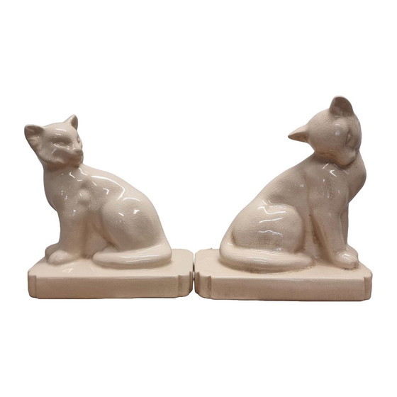 Image 1 of French Art Deco Ceramic Bookends L & V Ceram, 1920s