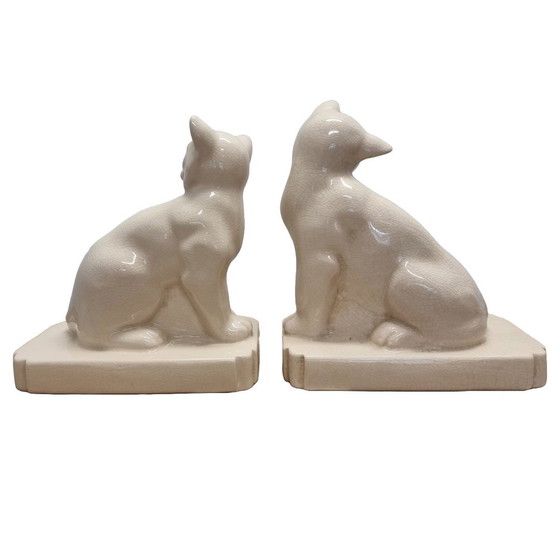 Image 1 of French Art Deco Ceramic Bookends L & V Ceram, 1920s