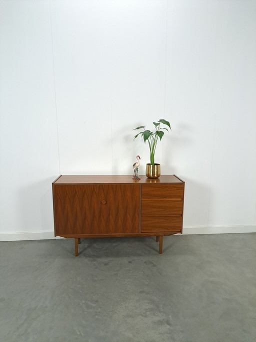 Teak veneer sideboard with round knob and drawers