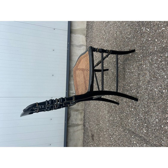 Image 1 of Napoleon III vintage chair in blackened wood and wickerwork
