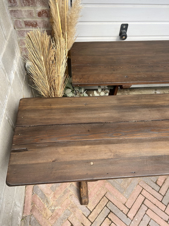 Image 1 of Vintage Wooden School Bench