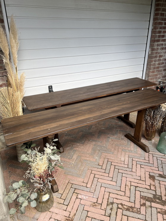 Image 1 of Vintage Wooden School Bench