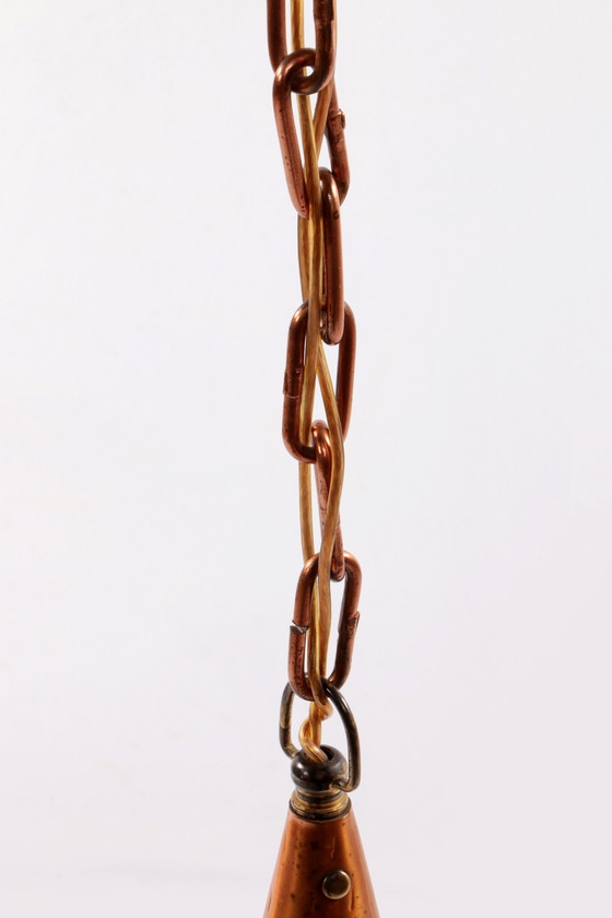 Image 1 of E.S Horn Aalestrup Danish hand-hammered copper pendant lamp, 1950s