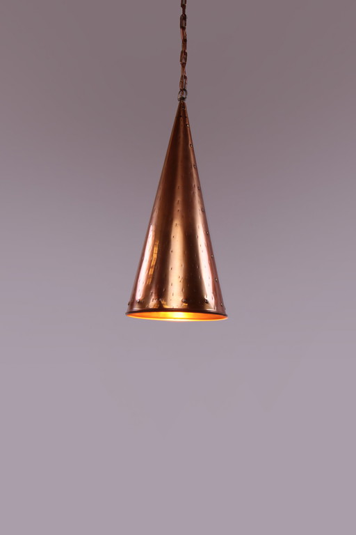 E.S Horn Aalestrup Danish hand-hammered copper pendant lamp, 1950s