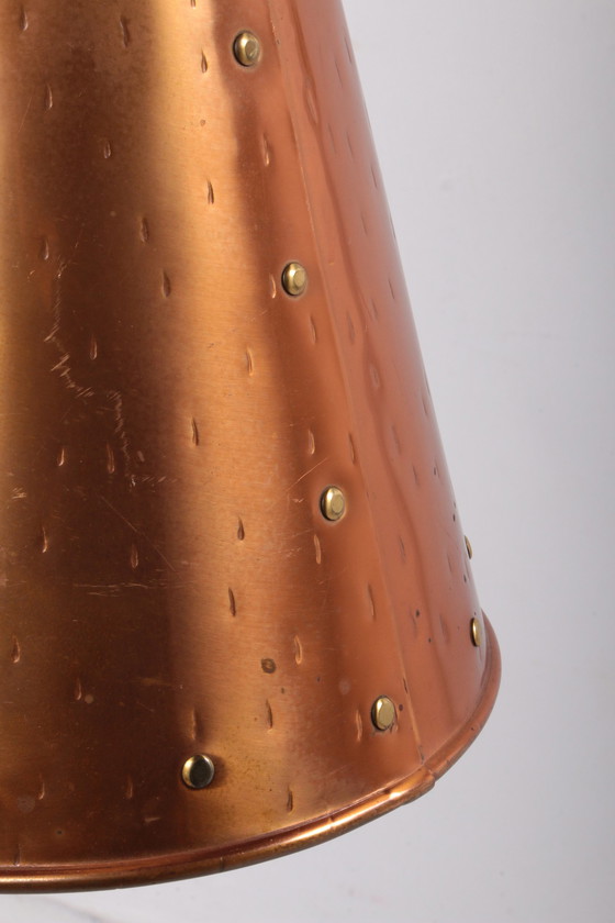 Image 1 of E.S Horn Aalestrup Danish hand-hammered copper pendant lamp, 1950s