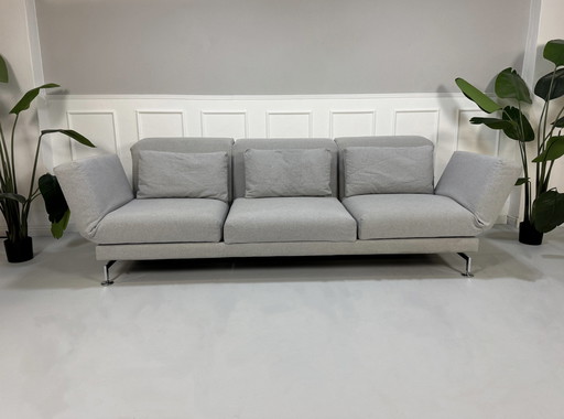 Brühl Moule Fabric Sofa Gray Sleeping Function With Castors 3 Seater