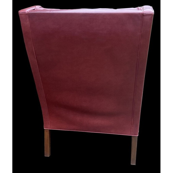 Image 1 of Vintage Indian red leather armchair and footrest by Borge Mogensen, 2004