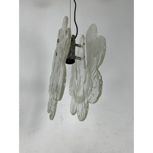 Vintage Murano pulegoso glass pendant lamp for Mazzega, Italy 1970