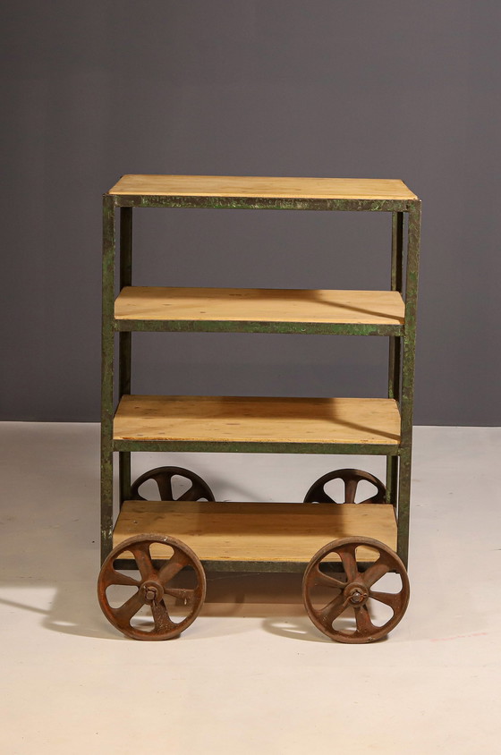 Image 1 of Vintage Industrial Shelf On Wheels From The 1960S, Czechoslovakia