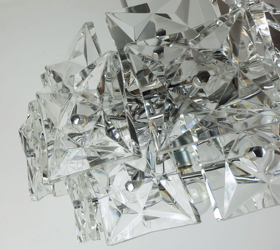 Image 1 of Elegant Kinkeldey Mid Century Pendant Light Crystal Glass And Chrome With 30 Glass Prisms 1960S Chandelier