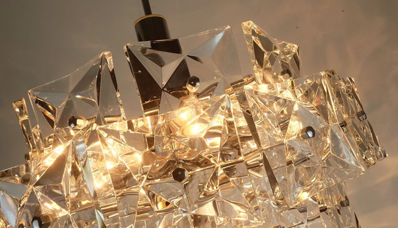 Image 1 of Elegant Kinkeldey Mid Century Pendant Light Crystal Glass And Chrome With 30 Glass Prisms 1960S Chandelier